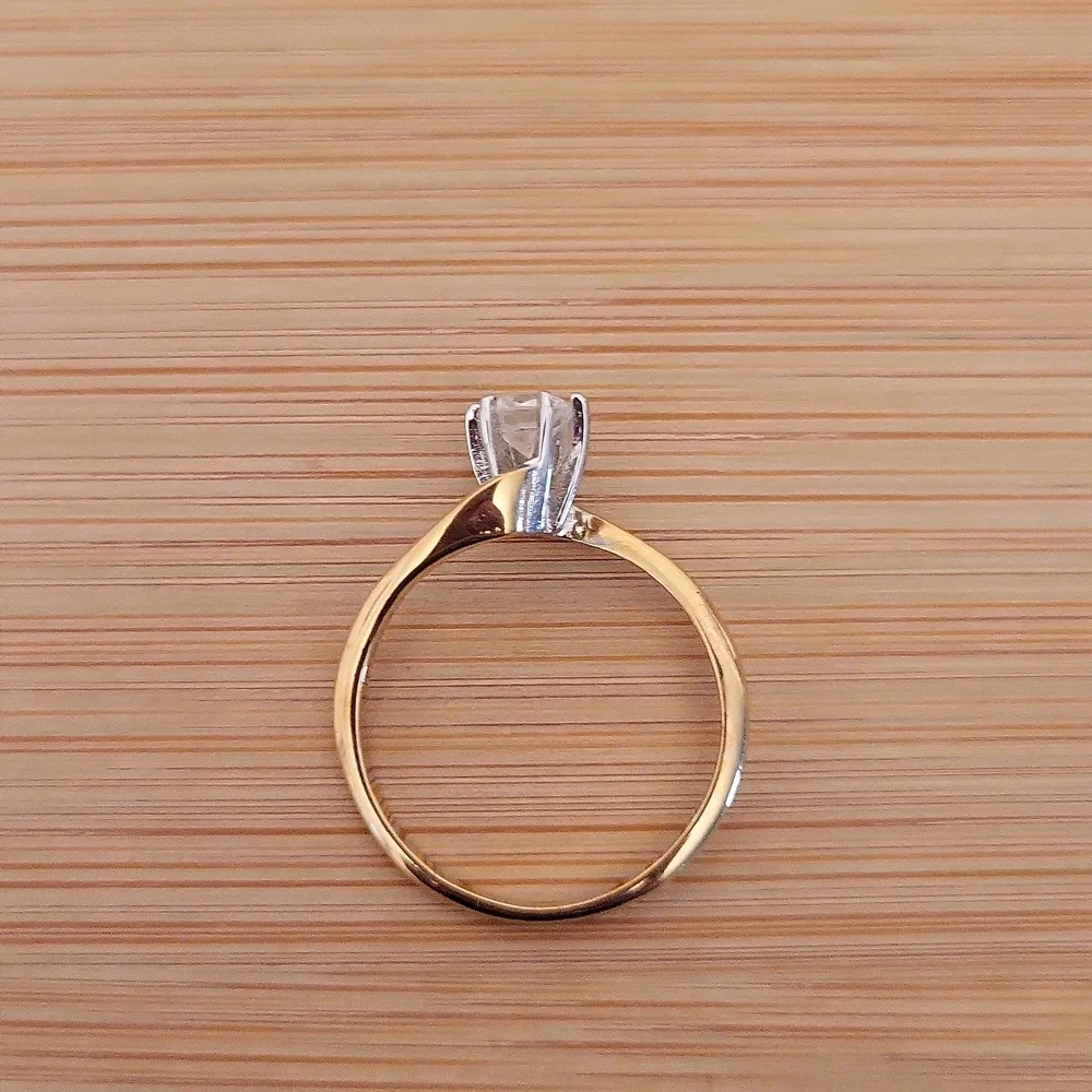 Vintage 18k Gold Plated Solitare CZ Ring